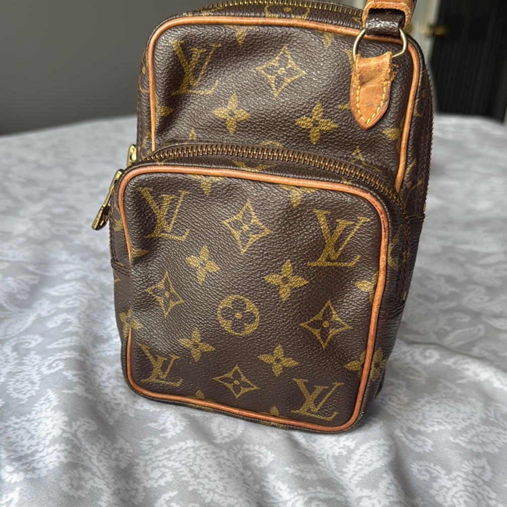 Louis Vuitton Brown and Gold Belt Bag with Monogram Design